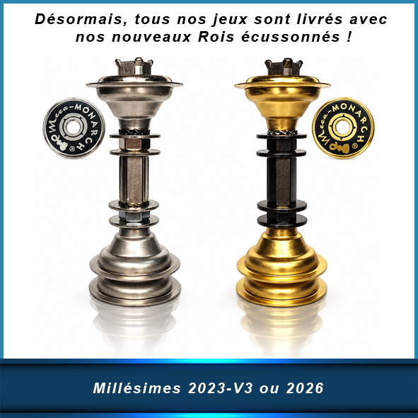 Jeu d’échecs Meca-MONARCH© – Échiquier aluminium bleu & pièces Millésime 2026 – Image 5