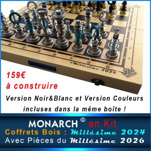 Jeu d'échecs complet (Coffret bois clair 2024 + Pièces du Millésime 2026)