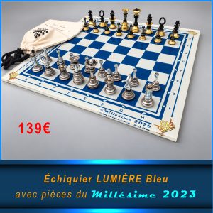 Échiquier LUMIÈRE Bleu + Pièces du Millésime 2023 à construire soi-même