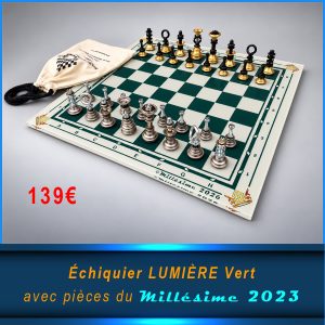 Échiquier LUMIÈRE Vert + Pièces du Millésime 2023 à construire soi-même