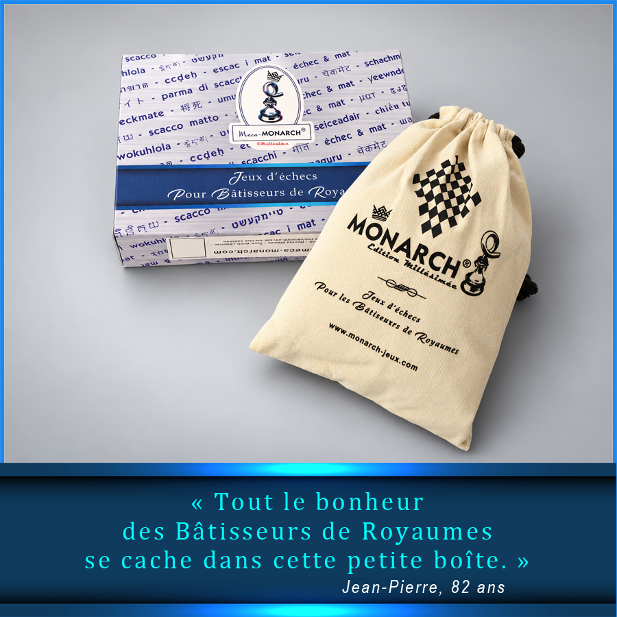 Jeu d’échecs Meca-MONARCH© – Échiquier aluminium bleu & pièces Millésime 2026 – Image 6