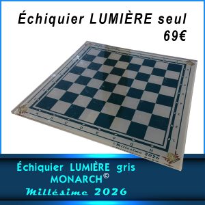 Échiquier LUMIÈRE (Cases gris anthracite) 50x50cm