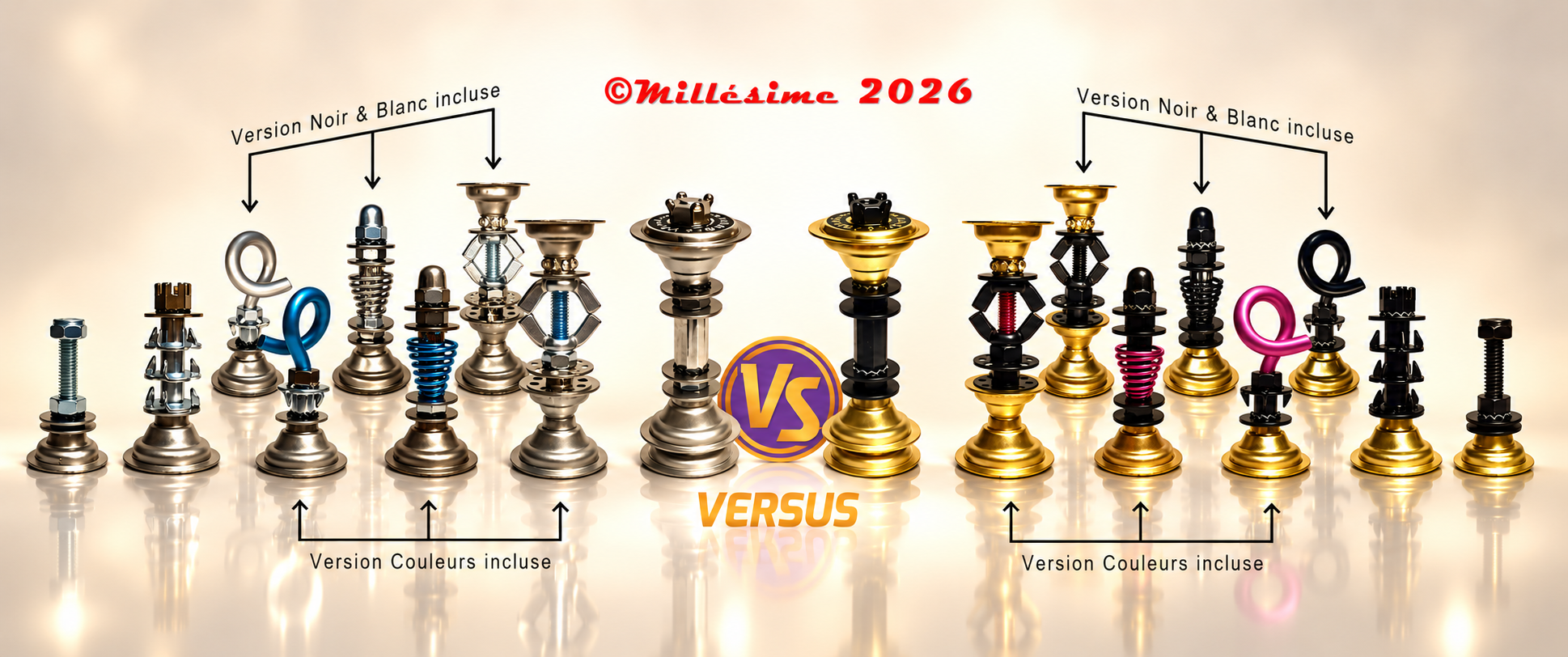 Jeu d’échecs Meca-MONARCH© – Échiquier aluminium bleu & pièces Millésime 2026 – Image 4