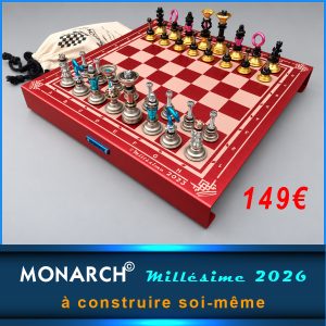Jeu d’échecs Meca-MONARCH© – Échiquier aluminium rouge & pièces Millésime 2026