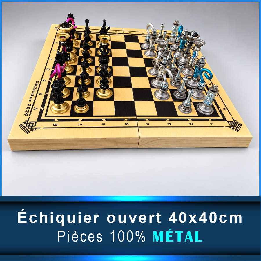 Jeu d'échecs Meca-MONARCH© : Coffret bois clair 2024 + Pièces 2026 – Image 3