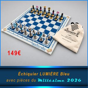 Échiquier LUMIÈRE Bleu + Pièces du Millésime 2026 à construire soi-même