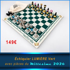 Échiquier LUMIÈRE Vert + Pièces du Millésime 2026 à construire soi-même